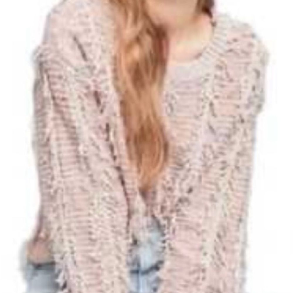 Anthropologie Raga Textured Blush Knit Sweater Sz-Medium